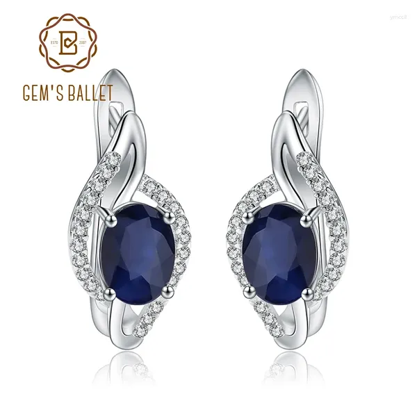Orecchini per borchie Gem's Ballet 3,32CT Impegno a zaffiro blu naturale 925 pietra gemella in argento sterling per donne gioielli