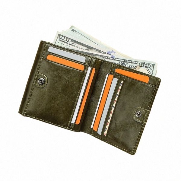 Contacts echte Leder Frauen Wallet Wallet Short Bifold Haspid RFID -Geldbörse Kartenhalter Münzversuche weibliche Taschen Slim Wallet Mey Clip T2O1##