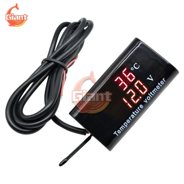 IPX6 impermeabile da 0,28 pollici di temperatura di tensione Monitoraggio Monitoraggio della moto Dual Display Digital LED Display Volt Pannello Temp Pannello