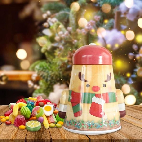 Brinquela de presente caixa de decoração de Natal Tumbler Tin Candy Biscoits Contêiner de armazenamento Crianças de embalagem