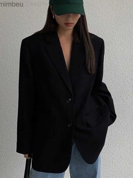 Женские костюмы Blazers Rdmq 23 Black Blazers Women Temprament Ladies Business Wear Bacgy Simple Casual Office All-Match Basic осенний шик C240410