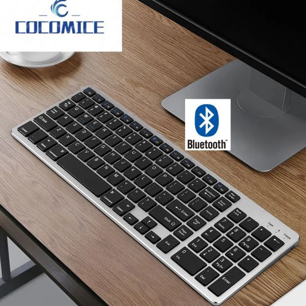 Klavyeler Bluetooth Klavye Şarj Edilebilir Taşınabilir BT Kablosuz Klavye Dizüstü bilgisayar masaüstü PC Tablet için Numaralı Tam Boyut Tasarım