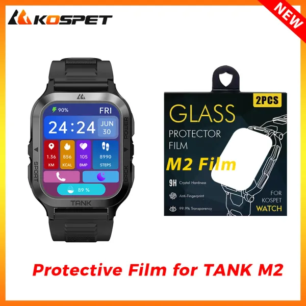 Acessórios Filme de vidro temperado original para Kospet Tank M2 Smartwatch Glass Protective Film 1 Set Screen Protetor Smart Watch Acessórios