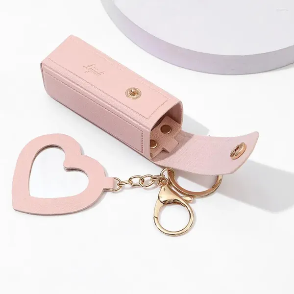 Bolsas de armazenamento Kichain Lip Gloss Chave de batom elegante com pingente de coração Mini recipiente de lagosta clipe de couro falso