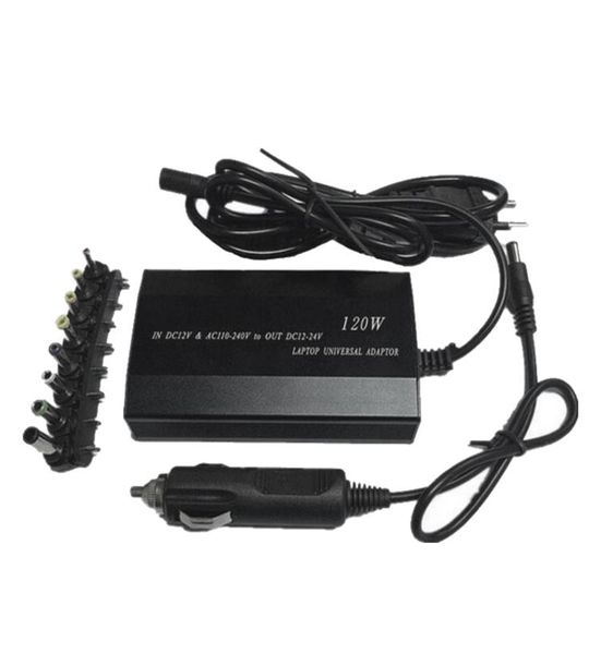 Plugues de energia inteligentes Adaptador de laptop multifuncional completo Universal 120W Car DC Notebook AC EU Plug 2211143677634