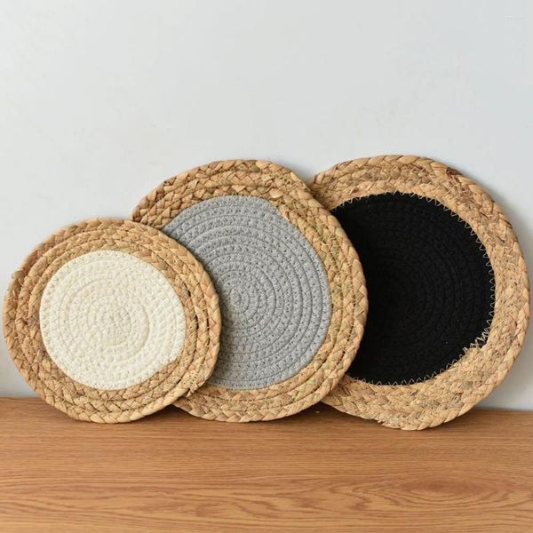Tapetes de mesa hulu grama algodão corda misturada isolamento de tapete misto