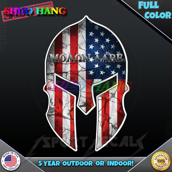 Bandeira spartan capacete guerreiro vinil adesivo bombeiro policial peças militares janear tronco de pvc de motocicleta pvc