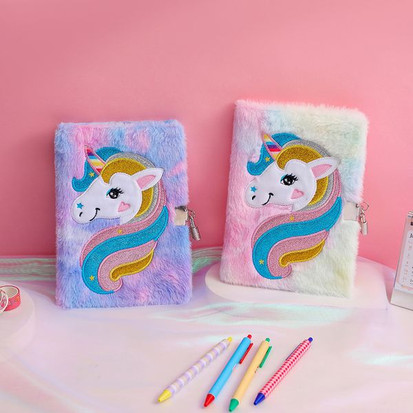 Caderno Kawaii com Lock Journal Unicorn Diário Planeio Planador Playery Stationery Girl Sketchbook Agenda Organizer Sketch Note Book Kit