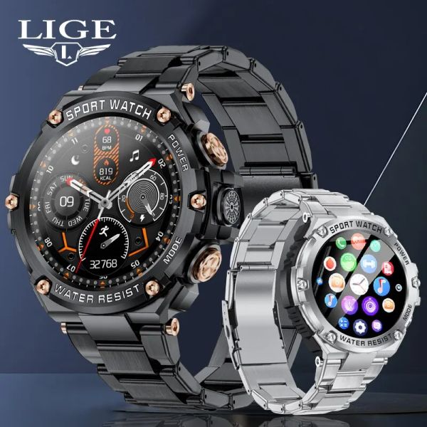 Relógios Lige 2023 Smart Watch Men 800mAh bateria de bateria da bateria Oxigênio Blood Watch Rastreador de saúde Bluetooth Call Smartwatch Men