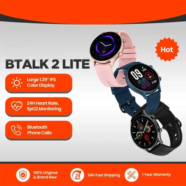 Observa o novo BTALK 2 Lite Voice Calling Smart Watch Large 1.39 HD Display 24h Health Monitor 100 Modos de treino para homens