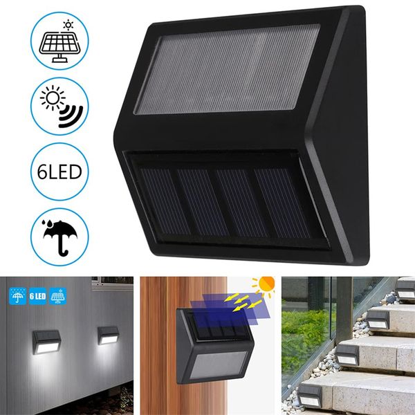 Luzes solares de escada solar LED à prova d'água ao ar livre LED lâmpada de deck movido para pátio Jardim Pathyard Pathway fora da parede iluminação da parede