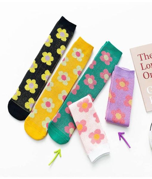 2020 Novos meias de meninas de flor de moda Sweet Princess Kids Socks Student Knit Knee Socks High Sites Girls Designer Stages Baby Sock8438762