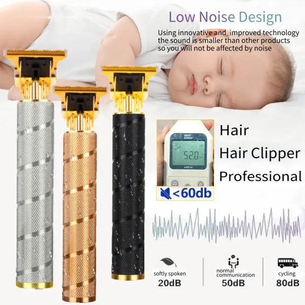 Clippers T9 Professionelle Herren Haar Clipper Bart Trimmer Vintage Gold Haarschnittmaschine Männer Elektrische Rasierer USB wiederaufladbares Styling Kit