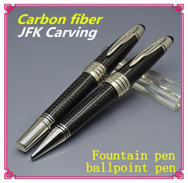 Luxus Carbon Fountain Pen Great Charaktere Serie John F Kennedy Special Edition JFK Clip Roller Ball -Kugel -Kugelstifte mit Geschenk BO6477720