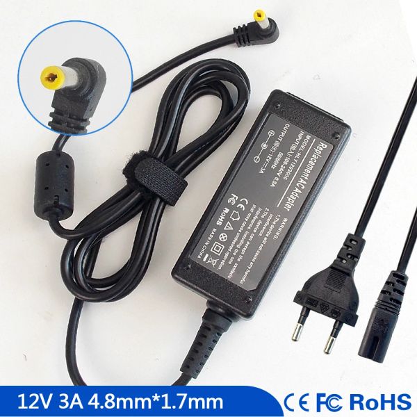 Adapter 12V 3A Notebook AC -Adapter -Ladegerät für ASUS EEE PC 1000HBLK067X 901W005X 1000H20GB 901GP010X 901BK002X 1000HBK00