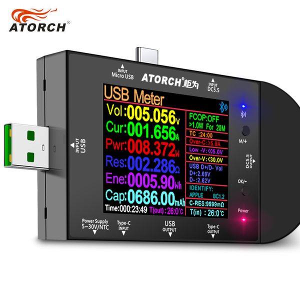 5-32V Tester USB DC 5.5 Type-C Voltmetro digitale Detector di tensione di tensione del banco di alimentazione QC2.0 3.0 PD3.0 Rilevatore di misurazioni elettriche