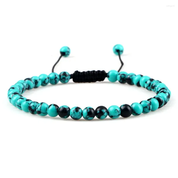 Strand multicolor 4mm mini contas de tranças Bracelest charme mulheres tigres naturais olho de lava preto de lava miçanga de miçangas homens feitos de joias feitas à mão