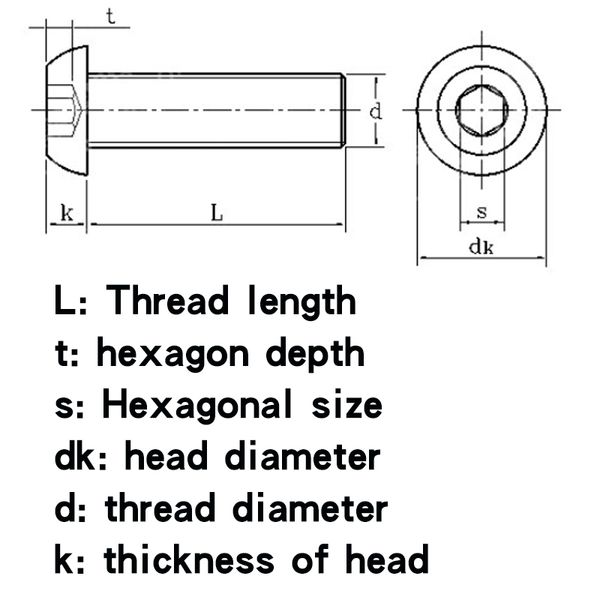 Inch/US Pan Head Socket Head Cap Bolzen 304 Runde Kopf-Sockel-Kopfkappenschrauben 1/4-20 5/16-18 5pcs