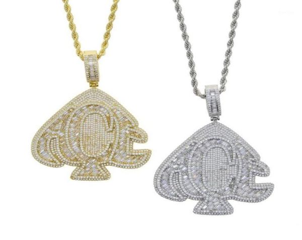 Ketten HipHop ECED BLING Full CZ asphaltierte Buchstabe ein gravierter Herzheizkette mit langer Seilkette für Männer Frauen Punk JE9453624