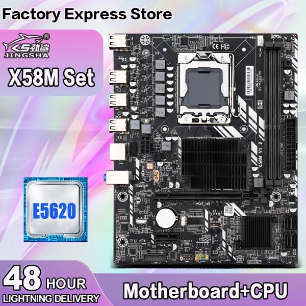 Motherboards Jingsha X58 LGA1366 Motherboard -Kit mit Xeon E5620 CPU -Unterstützung Reg ECC DDR3 bis 32 GB USB2.0 Dual -Kanäle Mobo PCIE X16 SATA