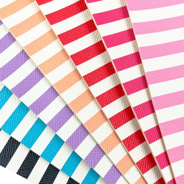 Zebra Atching Stripe Candy Color Pvc Vinyl PU in pettinatura in vegetazione in pelle Fucile in pelle fai da te che producono materiale laterale di materiale