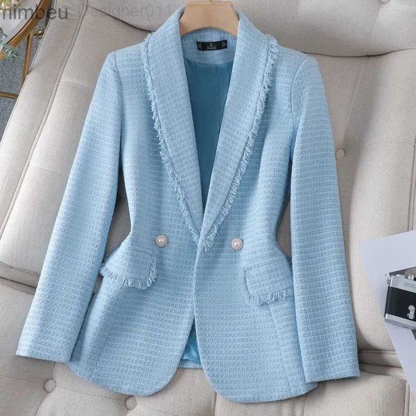 Abiti da donna blazer autunno inverno donna blazer nuovo giacca blu bianca blu bianca giacca a manica lunga cappotto femminile top casual top per abiti da molla 4xl c240410
