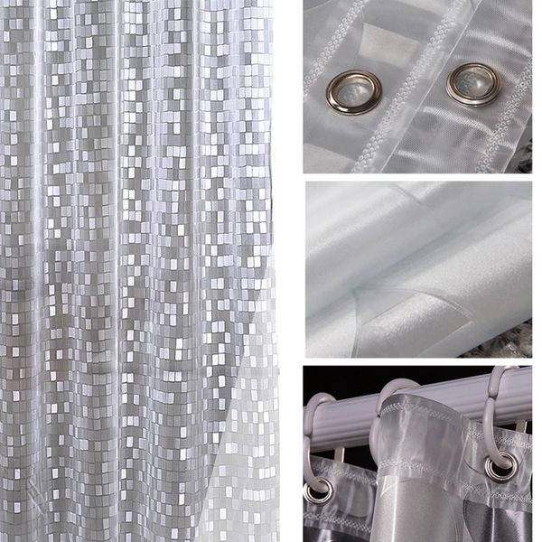 Wasserdichte Badvorhang Plastik PVC Duschvorhang transparent klares Badezimmer Anti -Mehltau Durchscheinender Badvorhang mit Haken