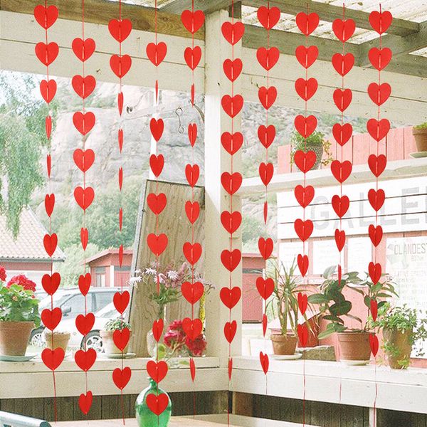 5set (80pcs Heart) Decorações de casamento Banner de coração vermelho Garland Diy não tecido Cortina de casamento Decoração de festa de natal