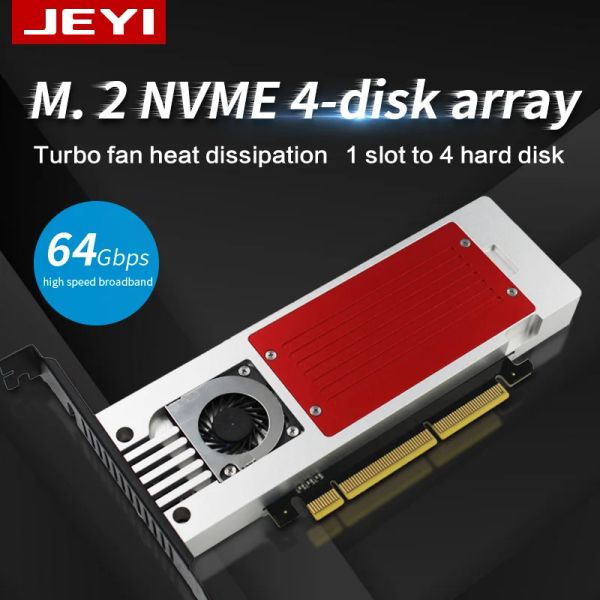 Cards Jeyi 4 NVME PCIE M.2 Adaptador SSDS PCI Express 4.0 X16 Card suporta 4 x M.2 SSD para Mac PC Suporte