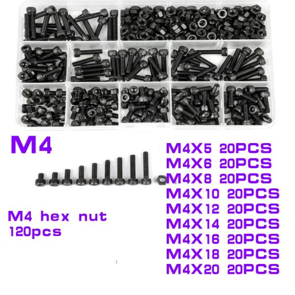 Grad12.9 Din912 M2 M2,5 M3 M4 M5 M6 Allen Bolt Hex Sockel -Kappe Kopfschraube und Nuss -Sortiment -Kit Set