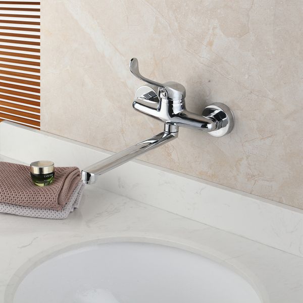 Jieni Brass Moldura Montada com Torneira Bathin Pia de banheiro Torneira cromo Longo Holdre -alça de água Pesquisa quente Higiene Hygiene Torneira