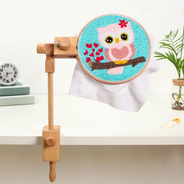 Hölzerne runde Stickerei -Hoop -Ständer mit Klemmeinstellbares Tabletop Cross Stitch Rack Stickrahmen DIY Nadelwerk Handwerk