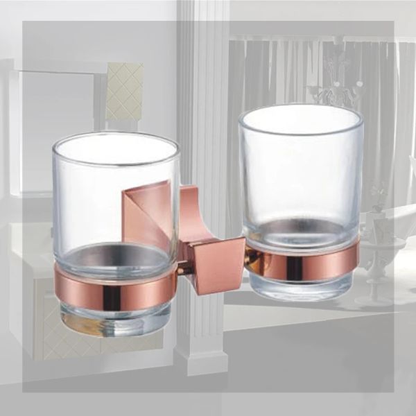 Luxus Gold Double Tumbler Halterbecher Tumblerhalter Schwarzer Chrom Zahnbürsten Halterschraube Wandmontage Badezimmerzubehör