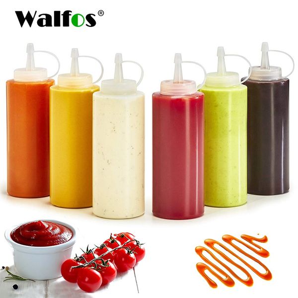 Bottiglia di condimento walfos bottiglia insalata di plastica spremere bottiglia ugello appuntiti per bottiglie di olio piccolo forniture da cucina