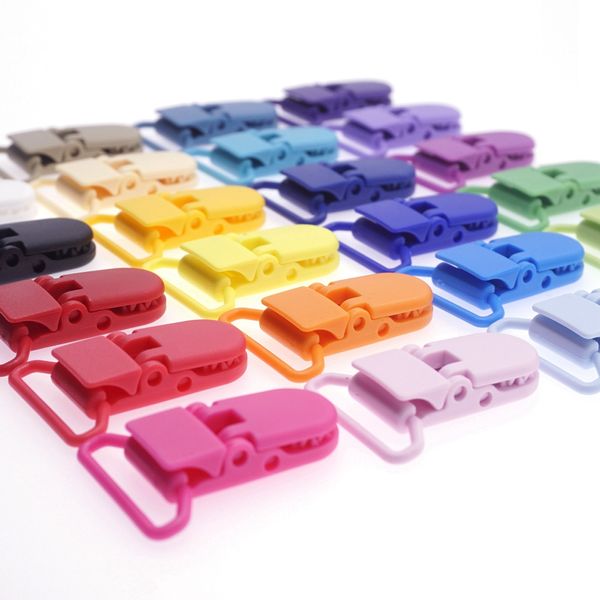 Sutoyuen 100pcs 25mm 1 '' Kam Plastic Binder Clips Clips del ciuccio per neonato Mam Dummy Clip per supporto a catena 20 Colori