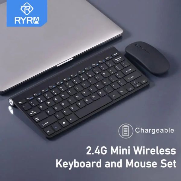 Combos ryra 2.4g Mini teclado sem fio e mouse Conjunto de mouse Ultra Fin Silent Protable Provável Teclado Kit de MOIS para Mac Apple PC Computador