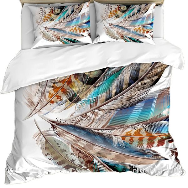 Di Ho Me Lili Duvet Cover set di tipi in discesa e piume di uccello di volo con contorno natale e decorazioni per la stampa della pelle animale da letto