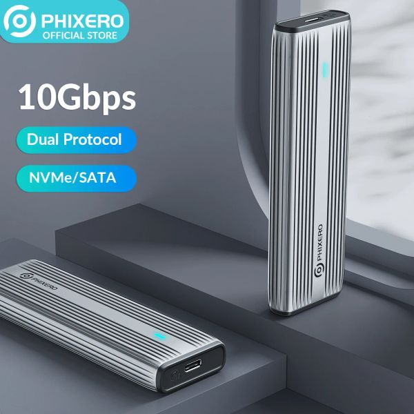 Корпус Phixero Dual Protocol M.2 NGFF NVME Корпус Внешний SSD CASE USB 3.2 Тип C Крышка дисков с жестким диском C 10 Гбит / с HD -ящик для хранения