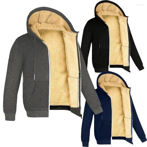 Jackets masculinos Colegados de inverno moletons de cordeiro térmico zíper masculino Mulheres à prova de vento Sorto com capuz com capuzes Plus Size Casat Streetwear