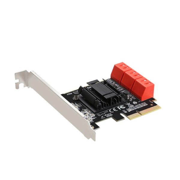 Cards PCIE 4X до 6 PORT SATA3.0 6 Гбит/с PCIE TO SATA Adapter Controller Card Card Card ASM1166 Чипсет для HDD SSD с кронштейном 8 см/12см