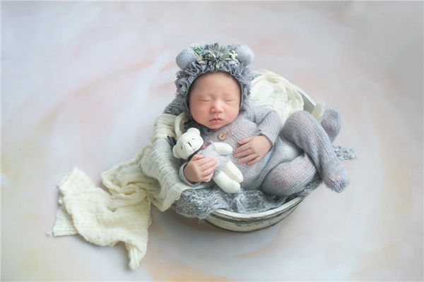0-3 месяца новорожденного фотосъемка 4pcs шляпа подушка для боди наряд боди на костюм для мальчика для девочек для фотосессии аксессуары
