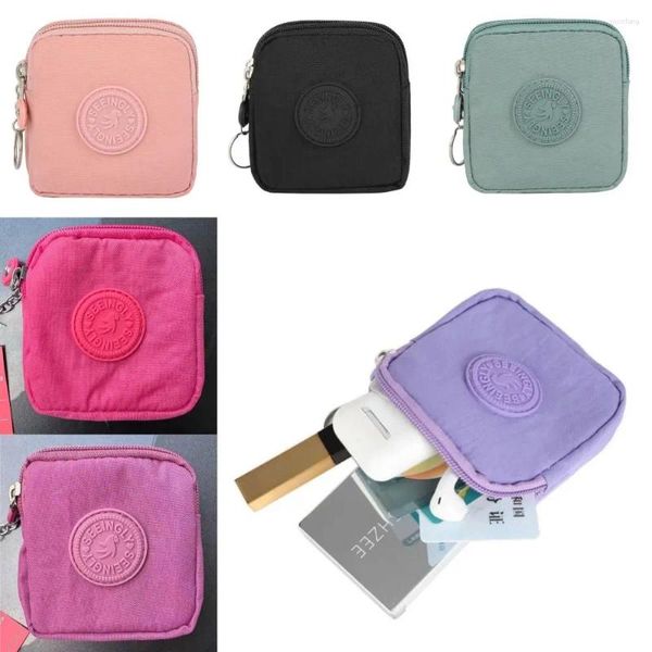 Bolsas de armazenamento Canvas Money Coin Purse Portátil com anel-chave anel à prova d'água da carteira resistente ao desgaste fêmea macho holoder