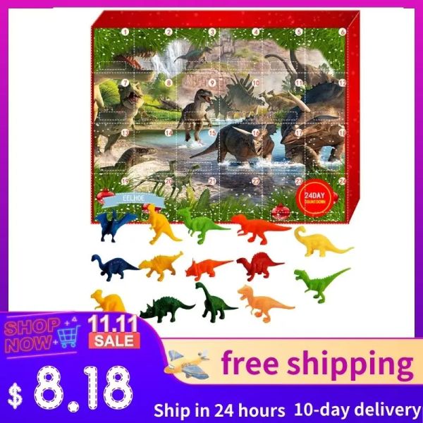 Calendário de contagem regressiva do advento de Natal 24pcs Squeeze Animal Dinosaur Pingente Toy Calendar Criativo