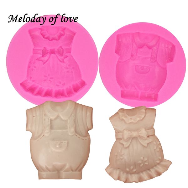 Boy Girl Baby Kleidung Schimmel Fondant Formen Schokoladenkuchen Dekoration Werkzeuge Silikonformen für 3D -Handwerksharz Form T1370