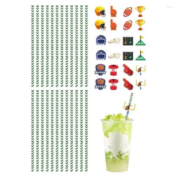 Одноразируемые чашки соломинка для вечеринок декорации Daisy цветочная бумага 24шт напитки с футбольным флагом и декором