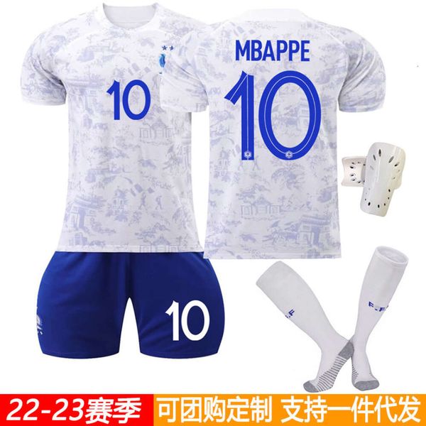 Fußballtrikot 2223 Französische Nationalmannschaft Auswärtstrikot Nr. 10 Mbappe Grizmann Adult Football Set für Männer