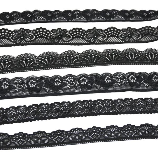 (5 metri/lotto) Black Stretch Lace Tessuto di biancheria biancheria intima Taschette fai -da -te Crafie di cucitura nastri