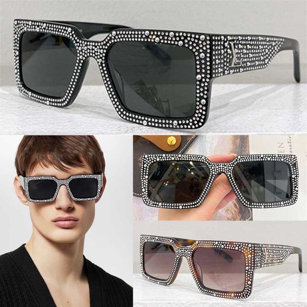 Luxus -Designer Clash Square große Sonnenbrille Z2396W SS24 Neue Diamantnetzwomen Sonnenbrille UV400 Polarisierte Objektivschmuck Inlay Acetate Rahmenmarke Männer Brille Brillen