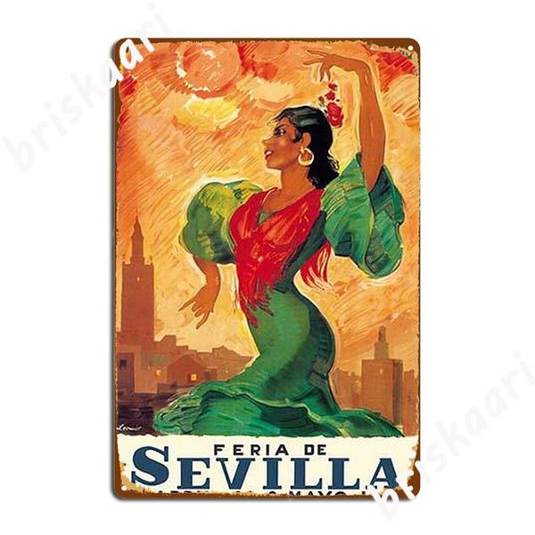 Испанский плакат, продвигающий фестиваль 1954 года в Sevilla Spain Metal Sign Club Party Parting Print