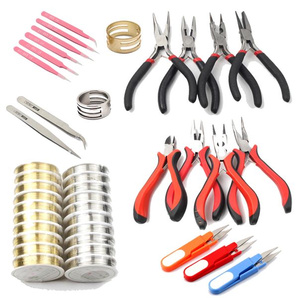 Kits de ferramentas para jóias de diy kits de alicates com alicates de corte cortador de arame de fio elástico fio de cobre scissor scissor bading pinça